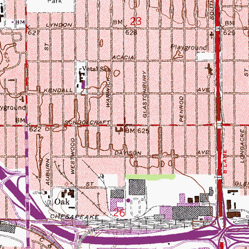 Topographic Map of EBER Memorial Baptist Church, MI