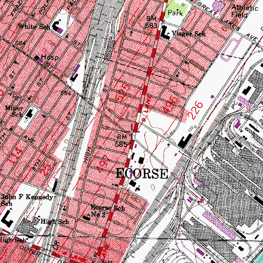 Topographic Map of Ecorse Library, MI