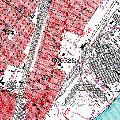 Topographic Map of Ecorse Police Department, MI