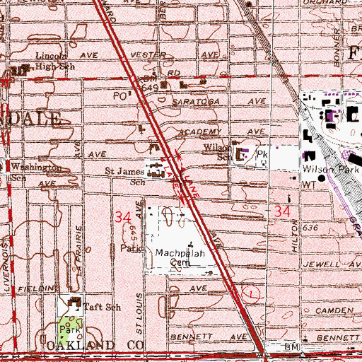 Topographic Map of Edison-Oakland Public School Academy, MI