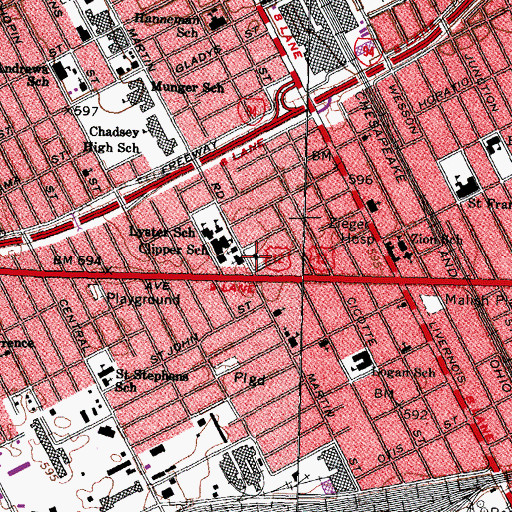 Topographic Map of Edwin F Conely Library, MI