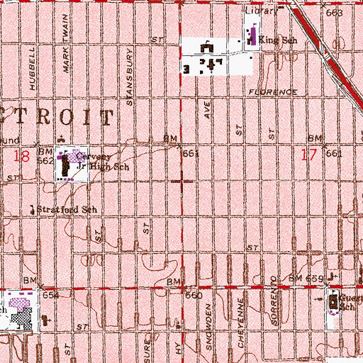 Topographic Map of El Beth-El Temple Church of God in Christ, MI