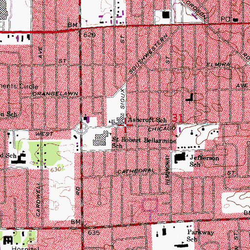 Topographic Map of Elementary Day Treatment at Ashcroft, MI