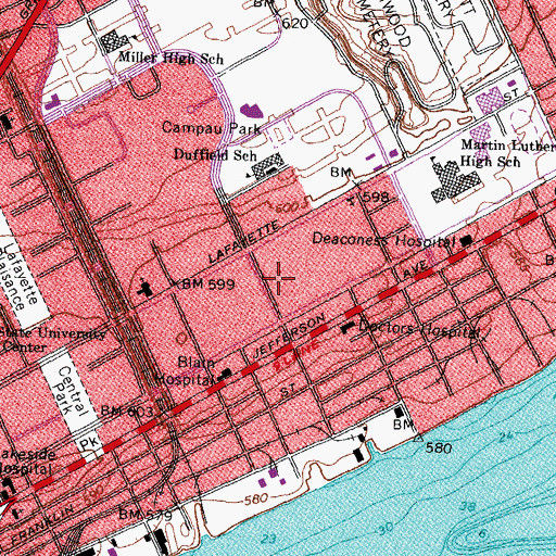 Topographic Map of Elmwood Park Library, MI