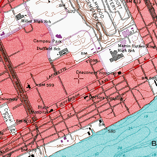 Topographic Map of Elmwood Park Plaza Shopping Center, MI