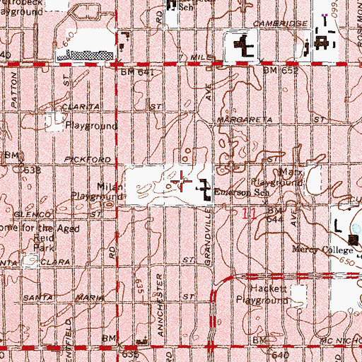 Topographic Map of Emerson Elementary- Middle School Addition, MI
