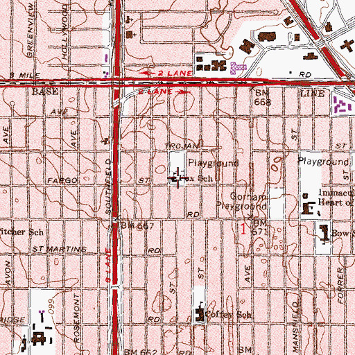 Topographic Map of Emma Fox Primary School, MI
