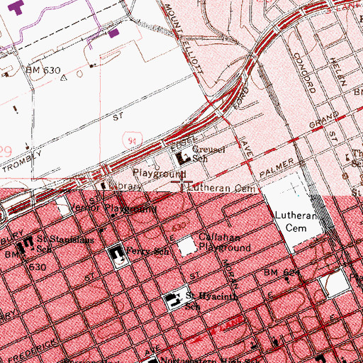 Topographic Map of City of Detroit Fire Department Engine 23 Squad 3, MI