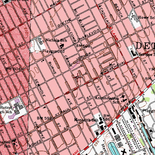Topographic Map of City of Detroit Fire Department Engine 26 Ladder 14, MI