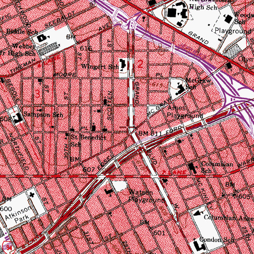 Topographic Map of City of Detroit Fire Department Engine 31 Squad 4, MI