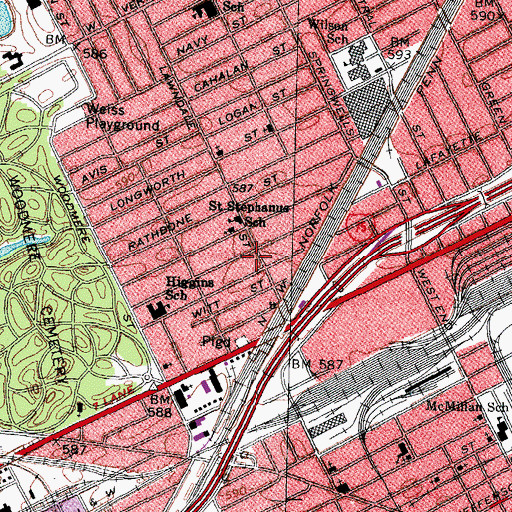 Topographic Map of City of Detroit Fire Department Engine 33 Ladder 13, MI