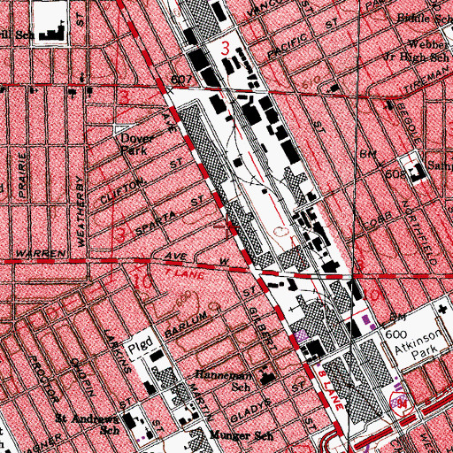 Topographic Map of City of Detroit Fire Department Engine 34, MI
