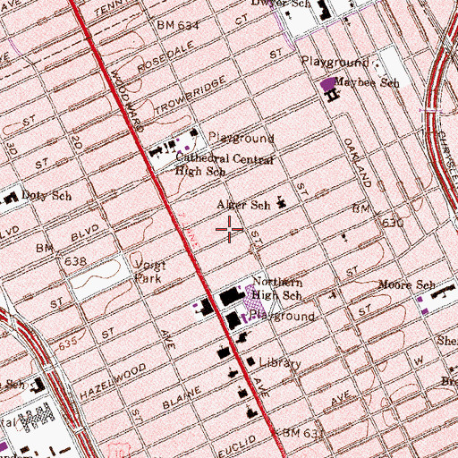 Topographic Map of City of Detroit Fire Department Engine 35, MI