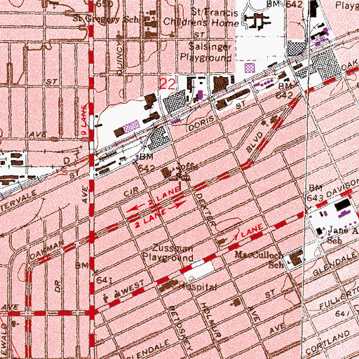 Topographic Map of City of Detroit Fire Department Engine 40 Ladder 17 Squad 5, MI