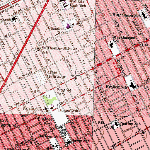 Topographic Map of City of Detroit Fire Department Engine 41, MI