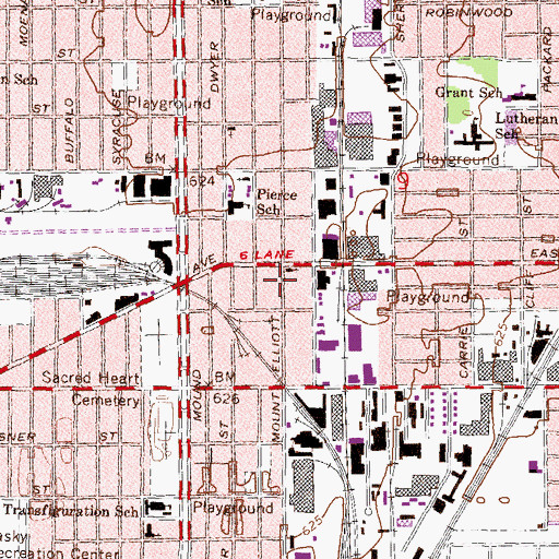Topographic Map of City of Detroit Fire Department Engine 47 Ladder 30, MI