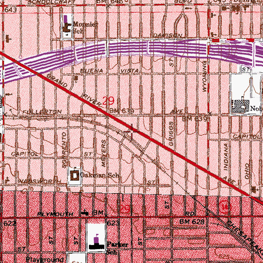 Topographic Map of City of Detroit Fire Department Engine 49, MI