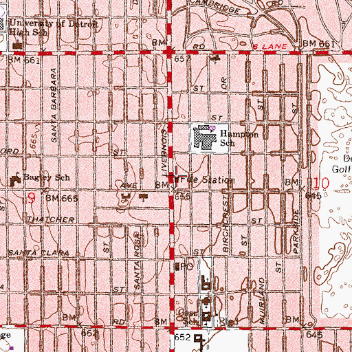 Topographic Map of City of Detroit Fire Department Engine 51 Ladder 24, MI