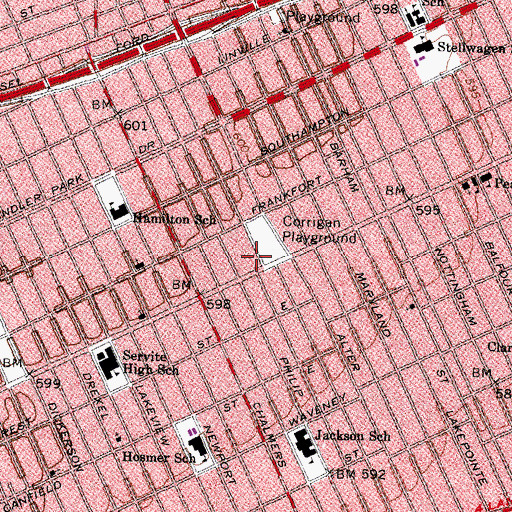 Topographic Map of City of Detroit Fire Department Engine 52 Ladder 31, MI