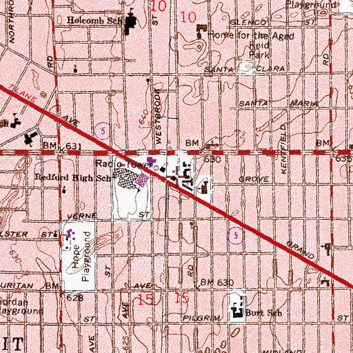 Topographic Map of City of Detroit Fire Department Engine 54 Ladder 26, MI