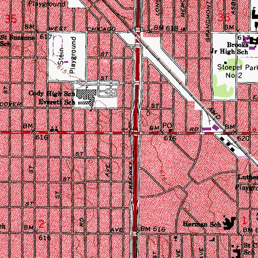 Topographic Map of City of Detroit Fire Department Engine 55 Ladder 27, MI