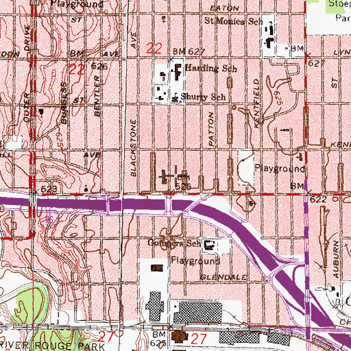 Topographic Map of City of Detroit Fire Department Engine 57, MI