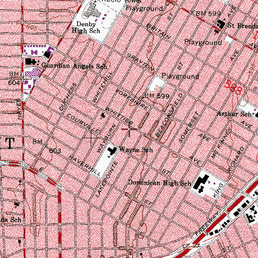 Topographic Map of City of Detroit Fire Department Engine 58 Squad 6, MI