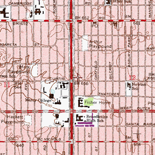 Topographic Map of City of Detroit Fire Department Engine 59, MI