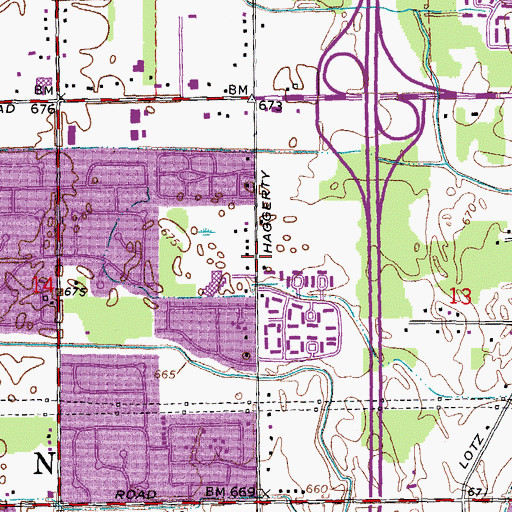 Topographic Map of Eriksson Elementary School, MI