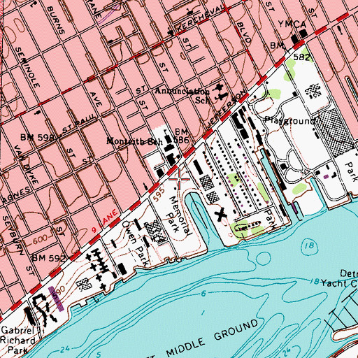Topographic Map of Erma Henderson Marina, MI