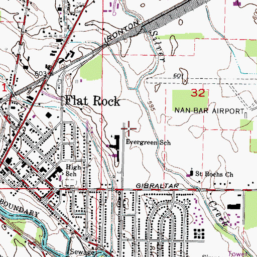 Topographic Map of Ethel C Bobcean Elementary School, MI