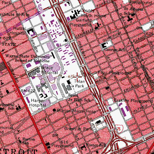 Topographic Map of Ethelene J Crockett High School, MI