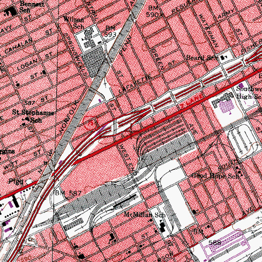 Topographic Map of F Edward Johnson House School, MI