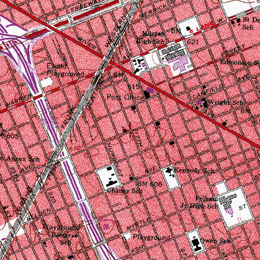 Topographic Map of Faithful Mount Triumph Church, MI