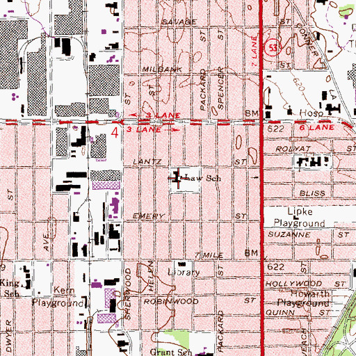 Topographic Map of Fannie Richards Elementary School, MI