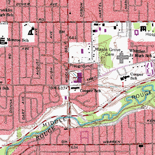 Topographic Map of Farmer Jack Plaza Shopping Center, MI