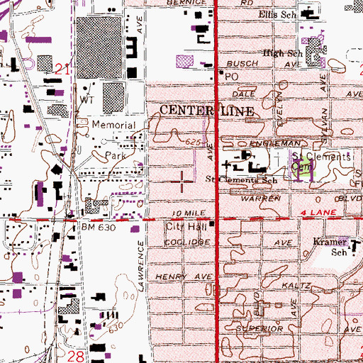 Topographic Map of Farmer Jack Shopping Center, MI