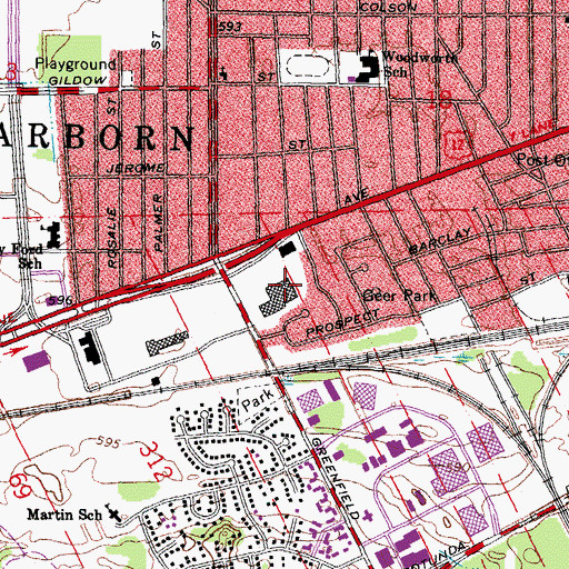 Topographic Map of Farmer Jack Shopping Center, MI