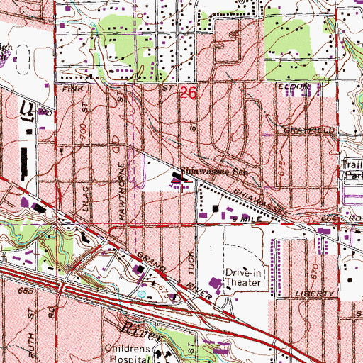 Topographic Map of Farmington Community School, MI