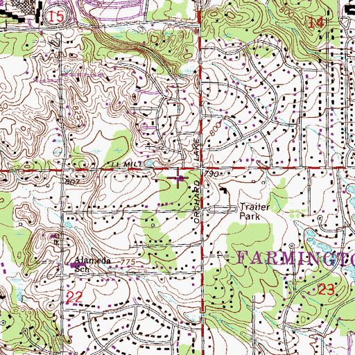 Topographic Map of Farmington Hills City Hall, MI