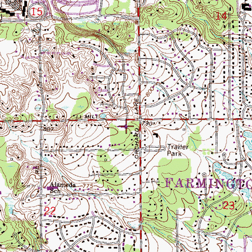 Topographic Map of Farmington Hills City Offices, MI