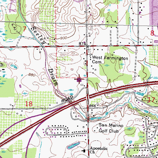 Topographic Map of Farmington Hills Department of Public Works, MI