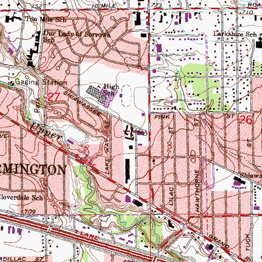Topographic Map of Farmington Plaza Shopping Center, MI