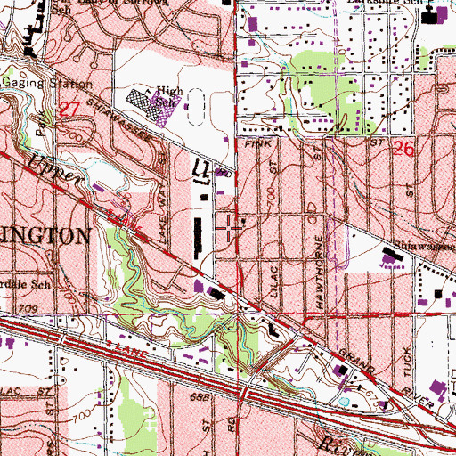 Topographic Map of Farmington Shopping Plaza Shopping Center, MI