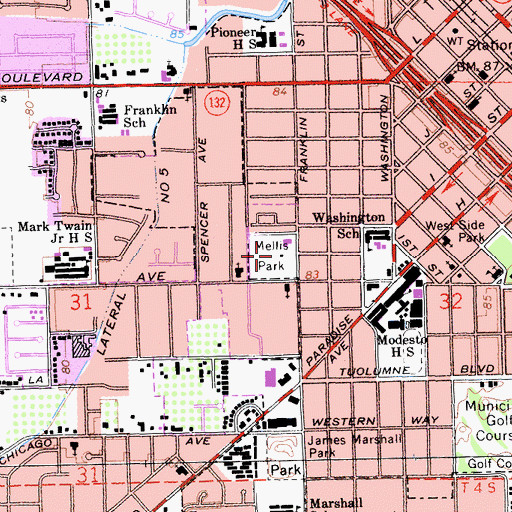 Topographic Map of Mellis Park, CA
