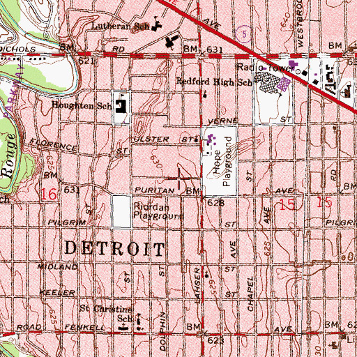 Topographic Map of Fellowship of Love Missionary Baptist Church, MI