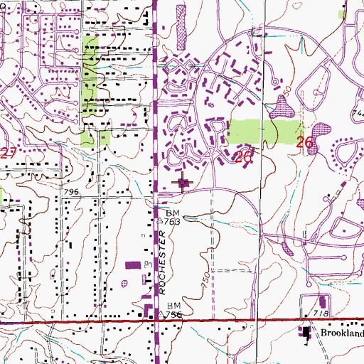 Topographic Map of Fifty-Second District Courthouse, MI