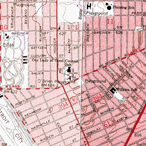 Topographic Map of Fine and Performing Arts Academy East, MI