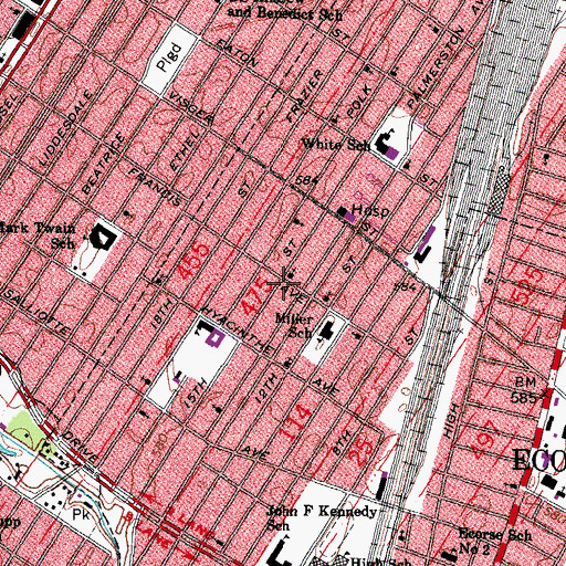 Topographic Map of First Baptist Church of Ecorse, MI