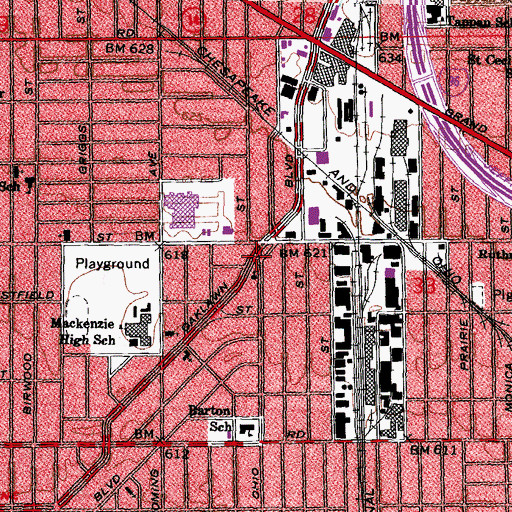 Topographic Map of First Tabernacle Detroit Church of God in Christ, MI